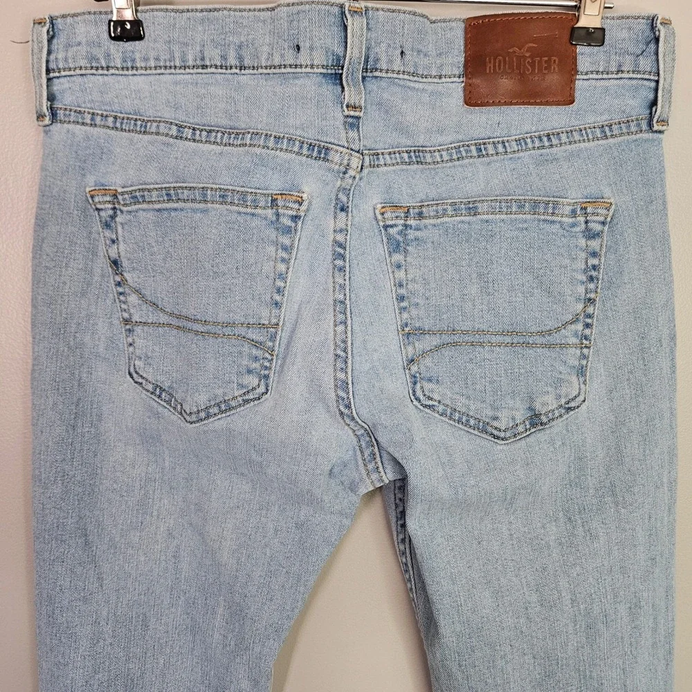 Hollister SlimStraight‎ Epic Flex Distressed Light Blue Denim Jeans Mens 29x32